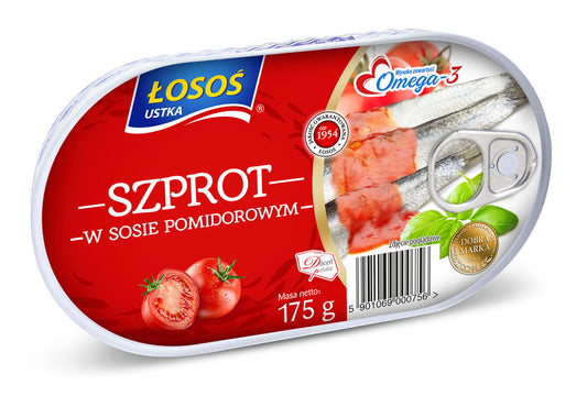 Szproty w sosie pomidorowym Łosoś Ustka